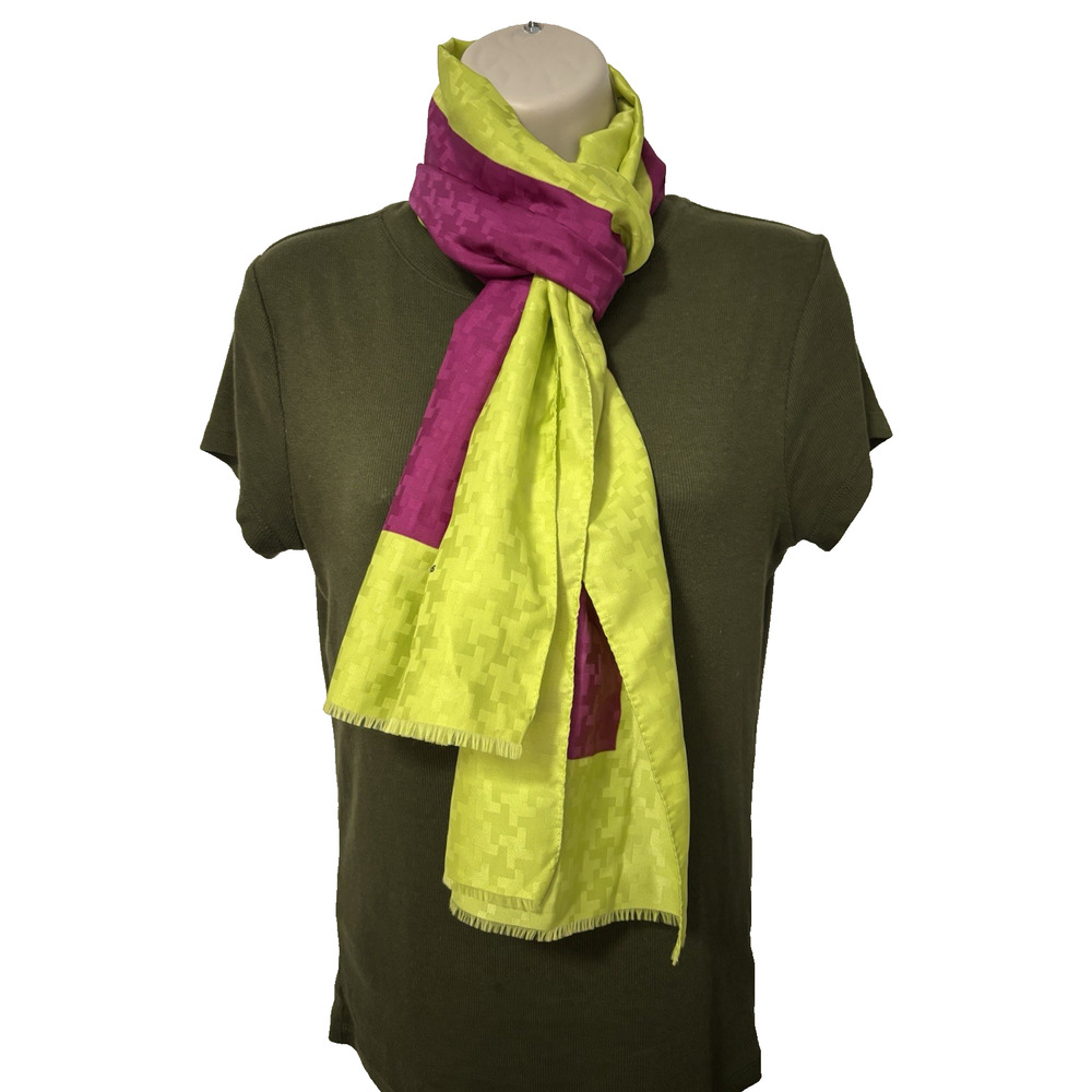 JP Collections Purple Lime Rectangle Scarf Retro Colorful BOHO Barbie Y2K 90's
